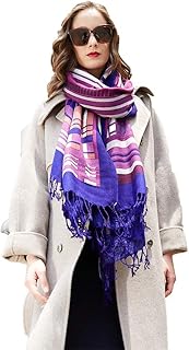 DANA XU 100% Pure Merino Wool Extra Large Pashmina Cashmere Scarf Shawl And Wrap For Women Winter Oversized Floral Blanket