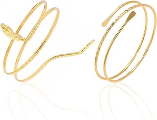 2 Pieces Gold Snake Bracelet Arm Cuff Snake Shape Arm Cuff Swirl Snake Armlet Swirl Snake Armlet