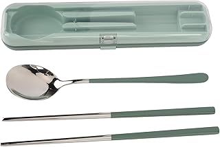 Nurnesy Travel Cutlery Set Reusable 304 Stainless Steel Spoon and Chopsticks with Storage Box for Camping