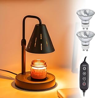 Romadedi Candle Warmer Lamp uk: with 2H/4H/8H Timer Dimmable Height Adjustable Electric Wax Melts for Scented Candles Candle Heater for Room Home Bedroom Office Decor, Black