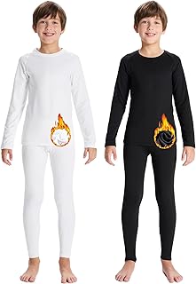 Youth Boys Thermal Underwear set for Kids Fleece Lined Base Layer Stretch Long Johns for kids Winter Cold Gear