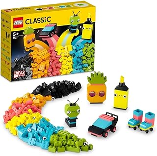 مجموعة لعبة مرح النيون الإبداعي 11027 من LEGO Classic؛ قطع بألوان زاهية؛ هدية تخيلية للأطفال الذين تبلغ أعمارهم 5 سنوات أو أكثر (333 قطعة)