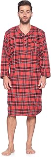 قميص نوم رجالي من Ashford & Brooks قميص نوم طويل منقوش من الفلانيل Red Stewart Plaid Large