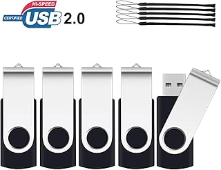 ذاكرة فلاش 1GB من 5 قطع اس ار في USB 2.0 دوارة لتخزين البيانات والاجهزة الخارجية مع مؤشر LED الوان اسود حبل قصير