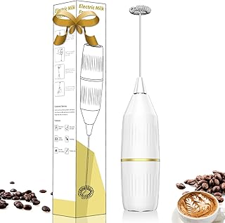 صانع رغوة حليب محمول باليد من يوسيم، خلاط مشروبات صغير وخلاط قهوة لملحقات بار القهوة، خفاقة الماتشا واللاتيه والكابتشينو والفرابيه والشوكولاتة الساخنة والبيض هدية اساسية للمطبخ (ابيض)
