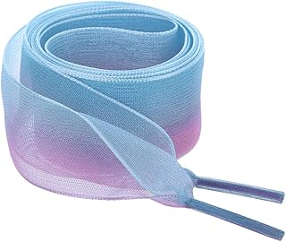 Allegra K 2.5cm Wide Flat Shoelaces for Women Gradient Color Organza Shoe Laces Strings