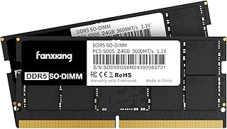 فانكسيانغ مجموعة ذاكرة DDR5 RAM سعة 48 جيجابايت (2×24 جيجابايت) 5600 MT/s CL45 لكسر سرعة المعالج، ذاكرة كمبيوتر من سوديم، اسود