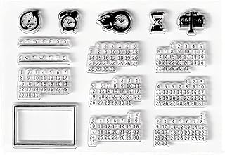 اختام شفافة للتاريخ والاسبوع والشهر والسنة والمنبه والارقام العربية من السيليكون الشفاف لصنع بطاقات العطلات والديكور ودفتر اليوميات وسجل القصاصات والحرف اليدوية