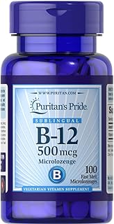 بيوريتانز برايد فيتامين B-12 500 ميكروغرام تحت اللسان - 100 قرص دقيق، حبوب علكة