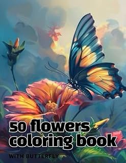 50 flowers coloring book: Beautiful 50 flowers coloring book