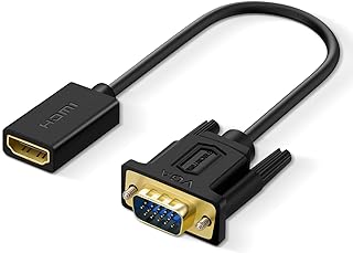 شوليانكابل محول HDMI الى VGA ، انثى ذكر 1080P متوافق مع تي في بوكس وتلفزيون HD والشاشة وكروم بوك واكس و360 والكمبيوتر (15 سم) عدد المنافذ: 2