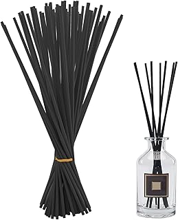 GNAUMORE Reed Diffuser Sticks, 60 Pieces Reed Diffusers, Reed Sticks, Wooden and Rattan Reed Sticks, Rattan Reed Diffuser Replacement Stick(Black)