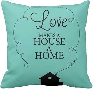 غطاء وسادة مطبوع عليه Love makes House a Home مقاس 16 × 16 انش من يايا كافيه