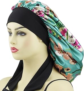 Extra Large Sleep Cap Satin Bonnet for Sleeping Long Hair Bonnet for Women Large Night Cap for Curly Hair XL Silk Bonnets