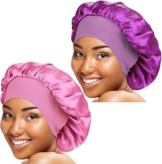 4 Pieces Wide Band Satin Cap Sleep Bonnet Soft Night Sleep Hat for Women