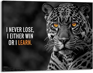 KUBAPIG Motivational Phrases Poster Print Inspiring Words Wall Art Canvas Painting Tiger Lion Leopard Eagle Office Decor Home Decoration (SKU20,16 x20inch=(40 x 50 cm),Framed)