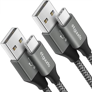 ايتجوودز كيبل USB C بطول 6 قدم 3 امبير للشحن السريع، سلك شاحن مضفر بالنايلون USB A الى نوع C متوافق مع سامسونج جالكسي نوت 20 10/10+ بلس/9/8، S10 S10E، S22 S21 S20 S9 S8، A10e A20 A40 A50 A70