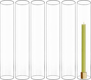 سي واي اس اكسيل 6 قطع (ارتفاع: 14 انش عمق: 2.5 انش) زجاج مفتوح الاطراف حامل الشموع | خيارات مقاسات متعددة غطاء انبوب مدخنة شمعة مفتوح | اسطوانة بدون قاعدة