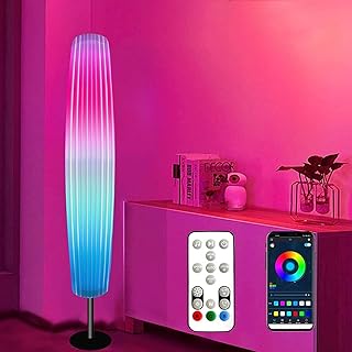 Smart RGB Floor Lamp, LED Corner Floor Lamp, 16 Million Color Changing Fabric Shade Modern Standing Lamp with DIY Mode, Alexa APP Control, Music Sync Tall Lamps for Bedroom and Play Room (Bouffant)