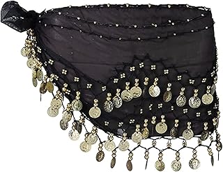 CANRNYACBZ Bauchtanz Hüfttuch Damen Bauchtanz Gürtel Chiffon Hüfttuch Bauchtanz Gürtel Bauchtanz Kostüm Gürtel Für Orientalische Tanz Damen Mit 128 Münzen