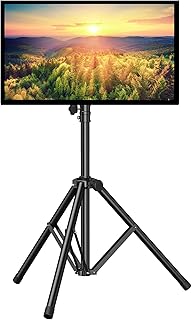 بيرسميث حامل تلفزيون ثلاثي القوائم محمول لشاشات LED LCD OLED المسطحة مقاس 23-60 بوصة - ارتفاع قابل للتعديل مع فيسا 400 × 400 ملم، يحمل ما يصل إلى 88 باوند PSTM1