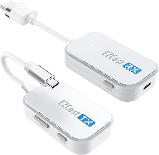 EZ كاست جهاز ارسال لاسلكي بمنفذ USB-C ومستقبل HDMI لبث الفيديو/الصوت المتطابق من الهاتف الذكي واللابتوب والتابلت والايباد وماك بوك