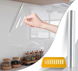 Eoptify Kitchen Wallpaper Oil Proof Waterproof Stickers, Kitchen Backsplash Wall Protector for Kitchen, Oil Proof Transparent Paper, Self-Adhesive Paper, Temperature Resistant transparent foil sticker