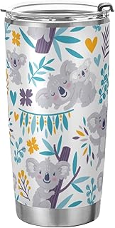 Yasala Tumbler Koala Bear Cute Flower Branch Insulated Office Coffee Cup Back to School Beverage Container Travel Mug with Straw and Lid Double Wall Stainless Steel 20oz