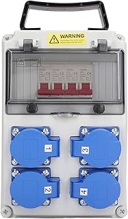صندوق توزيع الطاقة من بوسوث، صندوق كهربائي خارجي مقاوم للماء يثبت على الحائط مع قاطع دائرة، 4 مقابس 16 امبير بتصنيف IP65 لمقاومة المياه والغبار، صندوق توزيع مقبس قاطع كهربائي للبناء