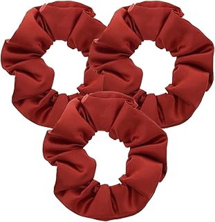 Topkids Accessories Satin Scrunchies Scrunchie Satin Hair Scrunchies Non-slip Ponytail Holders Satin Hair Scrunchies For Women, Ladies, Girls - Pack of 3 (Rust)