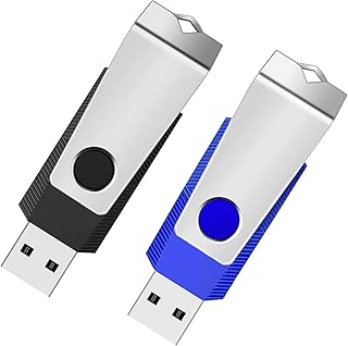 ذاكرة فلاش USB 2.0 بسعة 1GB من وولكين مكونة من قطعتين مع ضوء LED وحبال للتخزين والنسخ الاحتياطي (1G، لونان: اسود ازرق)