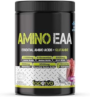 مكمل ايا| لابيرفا Amino EAA الأحماض الأمينية الأساسية + الجلوتامين يساعد على بناء مكعبات البروتين وتقليل انهيار العضلات واكتساب كتلة والتعافي بشكل أسرع حلوى الفاكهة 390 غرام