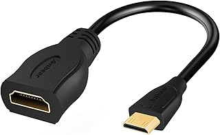 انبير محول ميني HDMI الى HDMI، كيبل ميني HDMI الى HDMI بدقة 4K × 2K لكاميرا دي اس ال ار واللابتوب وكاميرا الفيديو والتابلت وبطاقة الفيديو الجرافيكية، أسود