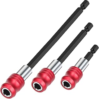 3 Pieces Drill Bit Extension, Quick Release Magnetic Screwdriver Bit Holder Impact Driver Bit Set, Bar Socket Chuck Adapter, 1/4 Inch Hex Shank Power Magnetic Bit Holder for Screws Nuts Drill