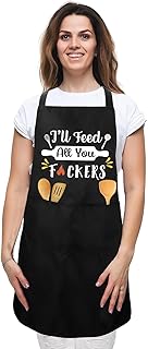 Funny Cooking Grilling BBQ Aprons for Men Women Adjustable Kitchen Apron with 2 Pockets Cooking Gifts