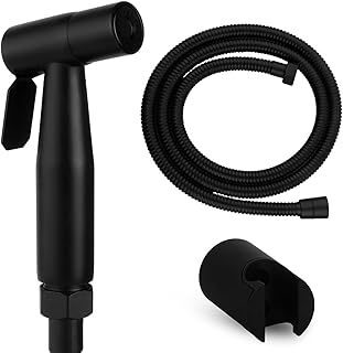 Handheld Bidet Sprayer for toilet, 304 Grade Stainless Steel Bathroom Jet Spray with 1.2 Meter Shower Tube, Portable Adjustable Water Pressure Handheld Bidet Sprayer for Bathroom (Black)