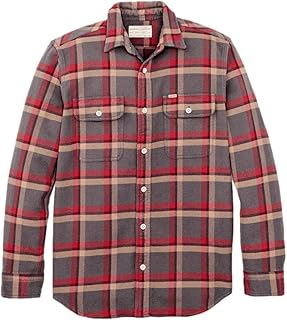 Filson Men's Vintage Flannel Work Shirt, Gray/Red/Multi Plaid