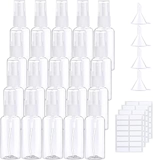20 قطعة من زجاجات الرذاذ الشفافة البلاستيكية الفاخرة من إلكوهو زجاجة قابلة لإعادة الملء بقمع وملصقات للتنظيف والسفر 30 مل