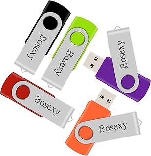 ذاكرة فلاش USB 5 × 2GB بتصميم دوار بوسيكسي مع مؤشر LED، اسود/اخضر/احمر/برتقالي/ارجواني (5 قطع، 2 جيجا لكل منهما، الوان مختلطة)، usb2.0