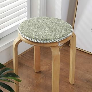 XIAO HUA Round Bar Stool Cushions,Non-Slip Seat Pad with Ties,Cotton Linen Stool Cover Breathable Chair Pad Cushion for Office Student Dining Chairs Green 45x45cm(18x18inch)