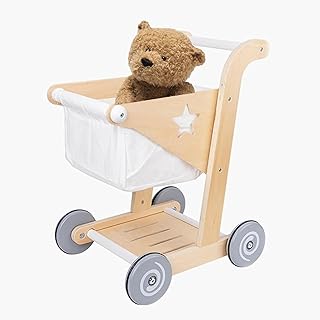 THE WHITE SHOP Shopping Cart for Kids Toy Shopping Cart with Basket Wooden Toys, Kids Grocery Cart for Boys Girls Pretend Play ( Color : White )