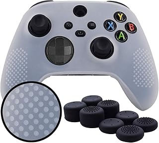 eWINNER Silicone Gel Controller Cover Skin Protector Kits Compatible with Microsoft Xbox Series X/S Controller Video Games Camouflage cover &8 x PRO Thumb Grip Caps (1Case+8Thumb Grips, White)