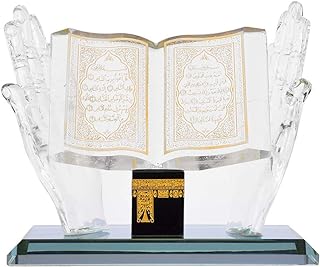 Muslim Crystal Ornament, Crystal Gold-Plated Kaaba Handbook Model for Home Office Table Vehicle Decor Souvenirs