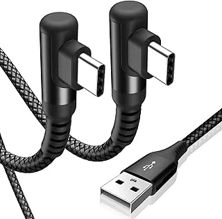 كيبل USB C 3.1 امبير للشحن السريع 3.3 قدم من قطعتين، شاحن سوي جارد USB-A الى USB-C سلك مضفر نايلون لسامسونج جالاكسي S21 S20 S10 S9 S8 بلس، نوت 20 10 9 8 7، A71 A51 A32، ال جي، موتو، PS5 - اسود