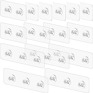 عبوة من 15 قطعة من لاصق حامل الدش من فيفينين، لاصق رف الدش بدون ثقب، خطافات دش لاصقة قوية، خطافات لاصقة للعرض لرفوف تخزين الحمام، حامل الصابون، ورفوف المطبخ، بلاستيك، شفاف