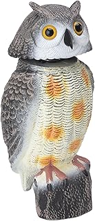 Zisemeil Fake Owl Statue Plastic Owl Bird Deterrent Scarecrow Owl Decoy with Swinging Bird Repellent for Outdoor Garden Yard