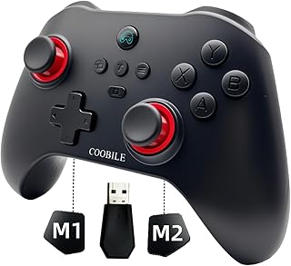 COOBILE Wireless Gaming Controller, Bluetooth Gamepad with Hall Joystick, hall trigger, Macro Back Key, no blind zones, support six-axis somatosensory,for iOS, Android, PC, Switch, Steam (Black)