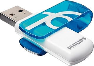 فيليبس ذاكرة فلاش USB 2.0 عالية السرعة بسعة 16GB مع غطاء دوار للكمبيوتر واللابتوب وتخزين بيانات الكمبيوتر، سرعة قراءة تصل الى 21 ميجابايت/ثانية من فيفيد ايديشن