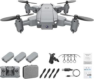 طائرة درون صغيرة KY905 مع كاميرا 4 كيه قابلة للطي بـ4 قنوات و6 محاور كوادسي 0pter فولو مي بجهاز تحكم عن بعد، العاب للاطفال - رمادي