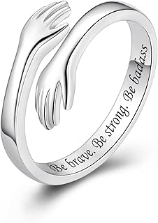 ACJFA Hug Rings for Women Sterling Silver Adjustable Ring for Women Daughter Hand Ring Jewelry for Birthday Gifts Holiday Gift for Women Teens